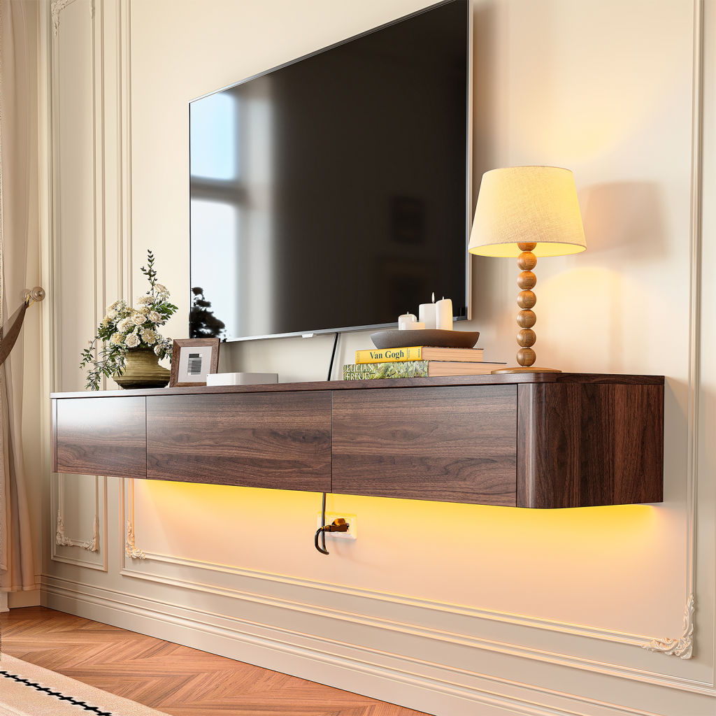 round corner design floating tv stand bedroom livingroom