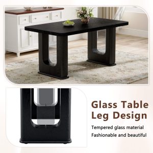 Black dining table showcasing minimalist design and premium materials