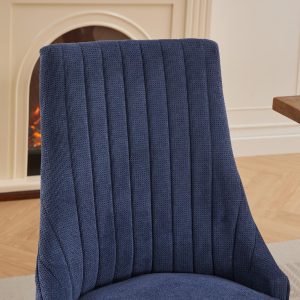 Blue fabric dining chair combining comfort, durability, and modern design