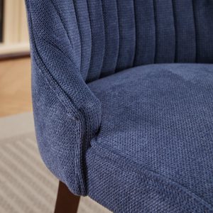 Comfortable dining chair with padded seat, high backrest, and elegant wood legs