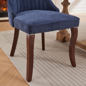 High back upholstered dining chair with soft texture and solid wood construction