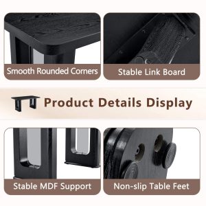 Modern black dining table with solid MDF legs and refined surface finish