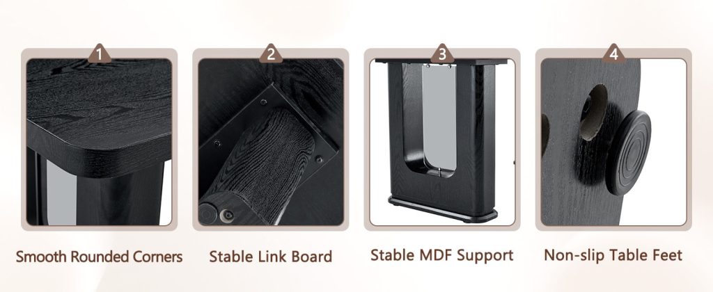 Modern rectangular dining table in black with durable MDF structure