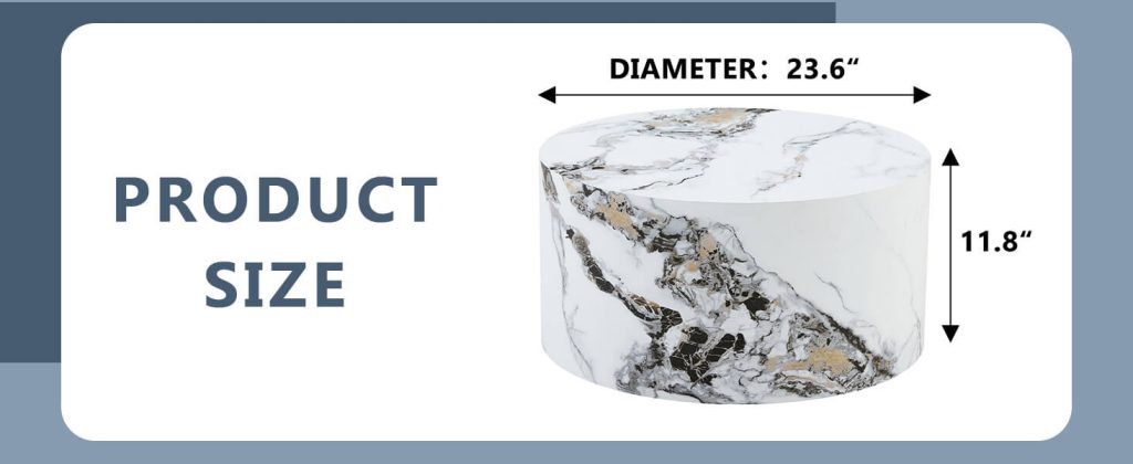 White marble veneer round coffee table for contemporary living room decor