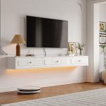 white floating shelves tv stand with storage