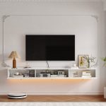 floating tv stand white gloss with 3 doors
