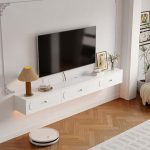 white gloss floating tv stand for living room