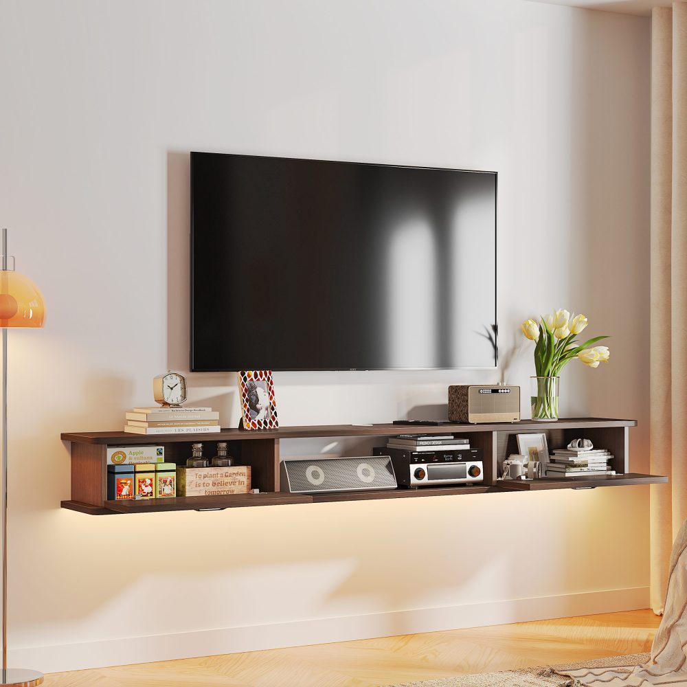 Compact modern TV cabinet with dual storage doors, combining function and style in a low profile design.