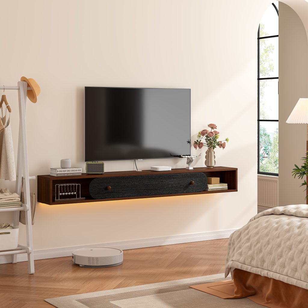 floating wall mounted tv cabinet in modern style