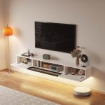 high gloss white modern wood floating tv stand with entertainment center