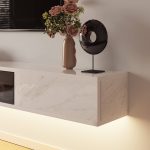 high gloss white minimalist floating tv stand