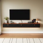 walnut and black tv stands floating for living room