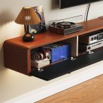 tv stand floating shelf with storage cabinets