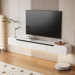 minimalist white suspended tv cabinet modern style
