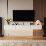 rounded Floating TV Stand matches to various living room styles.