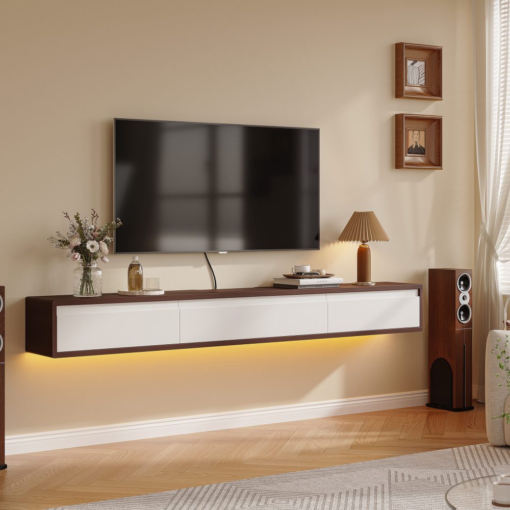 Walnut Floating TV Stand for living room or bedroom.