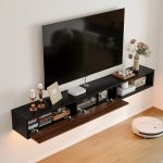 tv stand with floating wall, you can adjust tv stand height, and the wire holes is reserved.