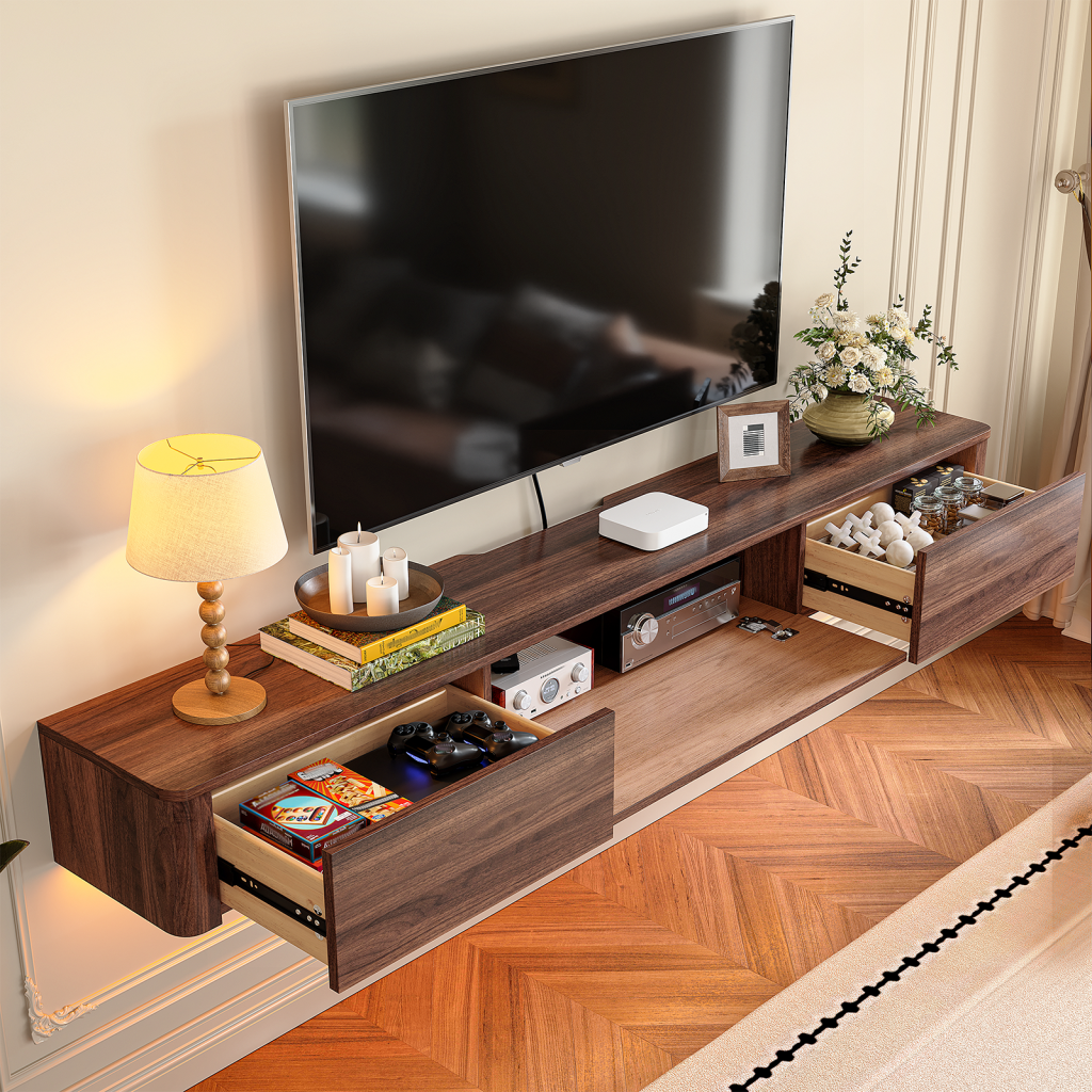 storage drawers tv stand wall mounted cabinet under TV