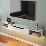 under tv floating shelf unit in modern white style