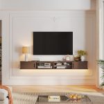 walnut plywood modern floating tv stand