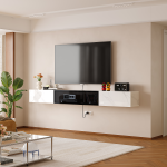 white floating TV stand