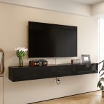 Wall-mounted media console featuring premium PET glossy surface and durable plywood construction.