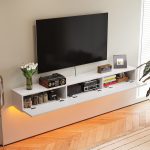 floating mounted tv stand 3 drawers storage cabinets and entertainment center