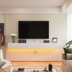 floating tv stand white for home decor with cabinets