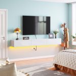 white floating tv stand in living room