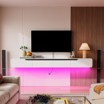 Solid wood floating tv stand with drawers
