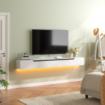 Glossy white TV cabinet with clean lines and minimalist design