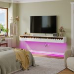 Glossy white TV wall unit with solid plywood frame and soft-close drawers