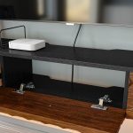 black and walnut tv stand with storage cabinet