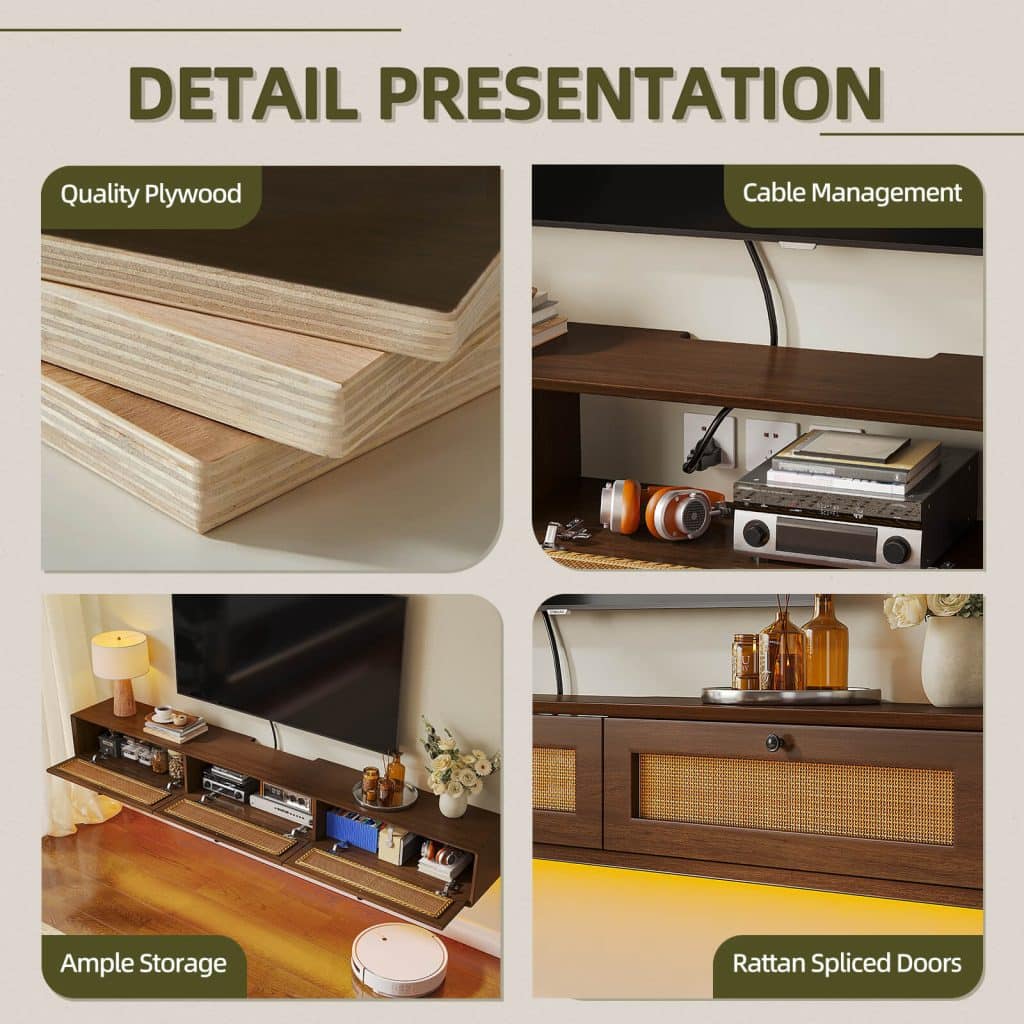 rattan tv stand details