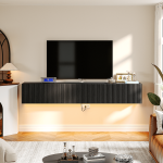 Contemporary floating TV stand made of eco-friendly paint-free board