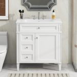 Bathroom vanity featuring soft-close drawers and water-resistant painted finish