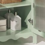Bathroom vanity featuring solid structure and functional storage design