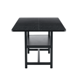 Black dining table showcasing modern craftsmanship and clean aesthetics