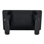 Black dining table with gray glass insert for a refined modern aesthetic