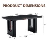 Black dining table with sturdy MDF legs and sleek glass center panel