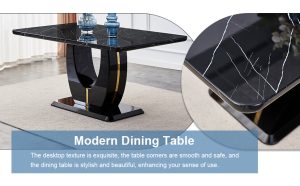 Black marble style dining table suitable for dining room and living room