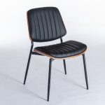 Black modern dining chair set with comfortable padded seat and solid metal legs