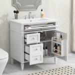 Contemporary bathroom vanity with durable construction and ample storage space