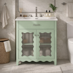 Freestanding bathroom vanity cabinet with sink and storage compartments