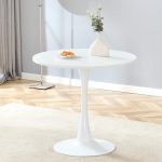Minimal white pedestal table with smooth surface and modern silhouette