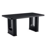 Modern black MDF dining table with 8mm gray glass top detail