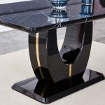 Modern simple dining table in black marble grain design for dining room