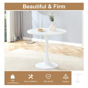 Modern white table suitable for dining room or kitchen area