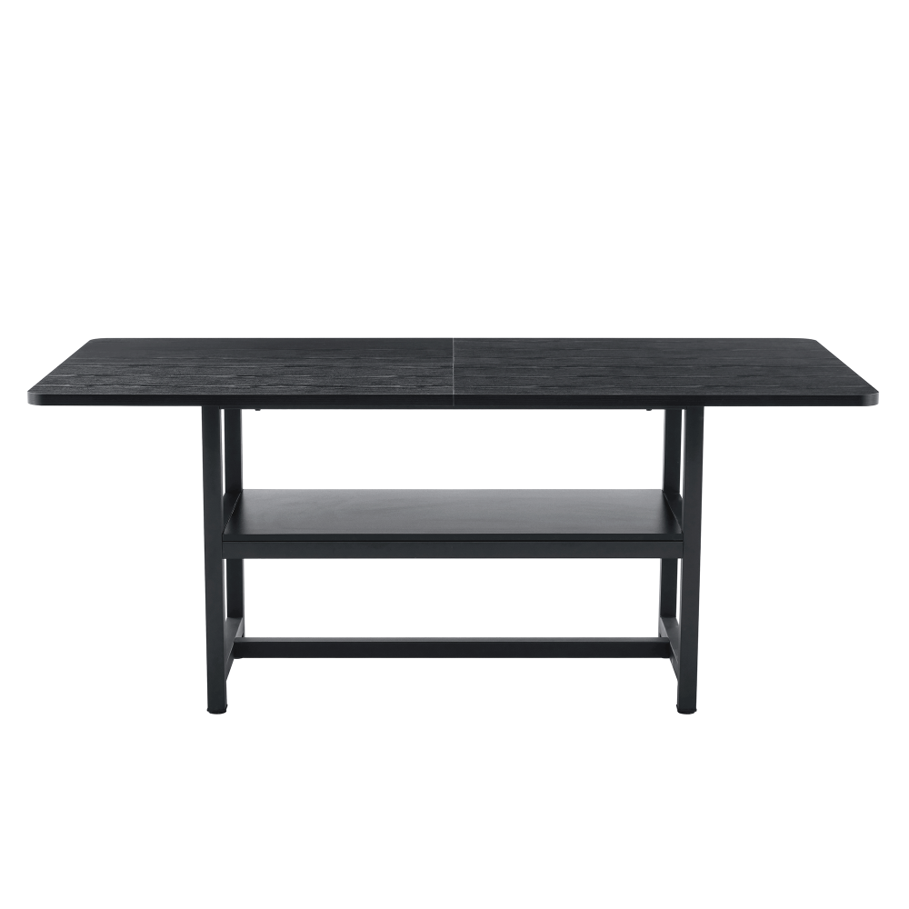 Rectangular black dining table with durable construction for daily use