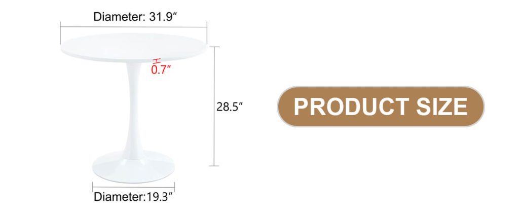 Sleek white tulip table with central column base and circular top